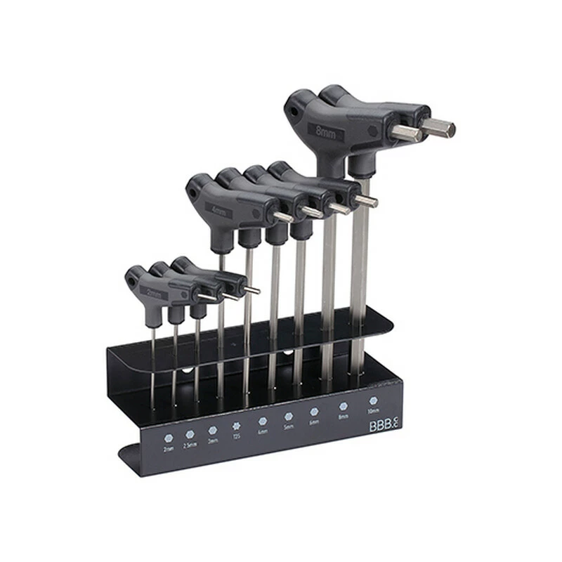 BBB Set Torx: T25, Hex: 2/2.5/3/4/5/6/8/10mm Ergo T-Schlüssel Mit Halter 1 BBB Set Torx: T25, Hex: 2/2.5/3/4/5/6/8/10mm Ergo T-Schlüssel Mit Halter