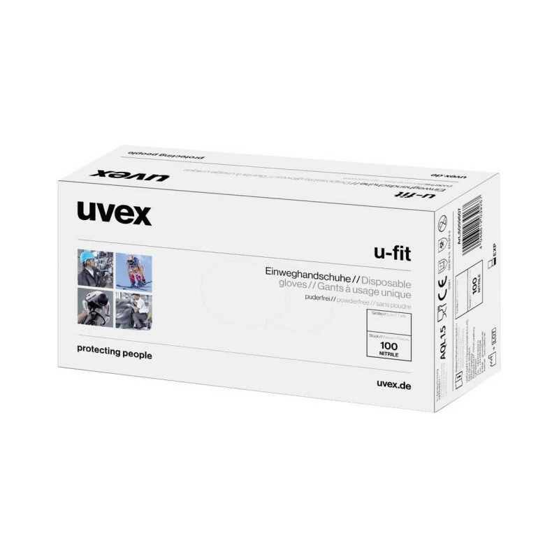 Uvex Einwegschutzhandschuh U-Fit M, Grösse 08, Box à 100 Paar, Nitril, Hellblau 2 Uvex Einwegschutzhandschuh U-Fit M, Grösse 08, Box à 100 Paar, Nitril, Hellblau – Bild 2